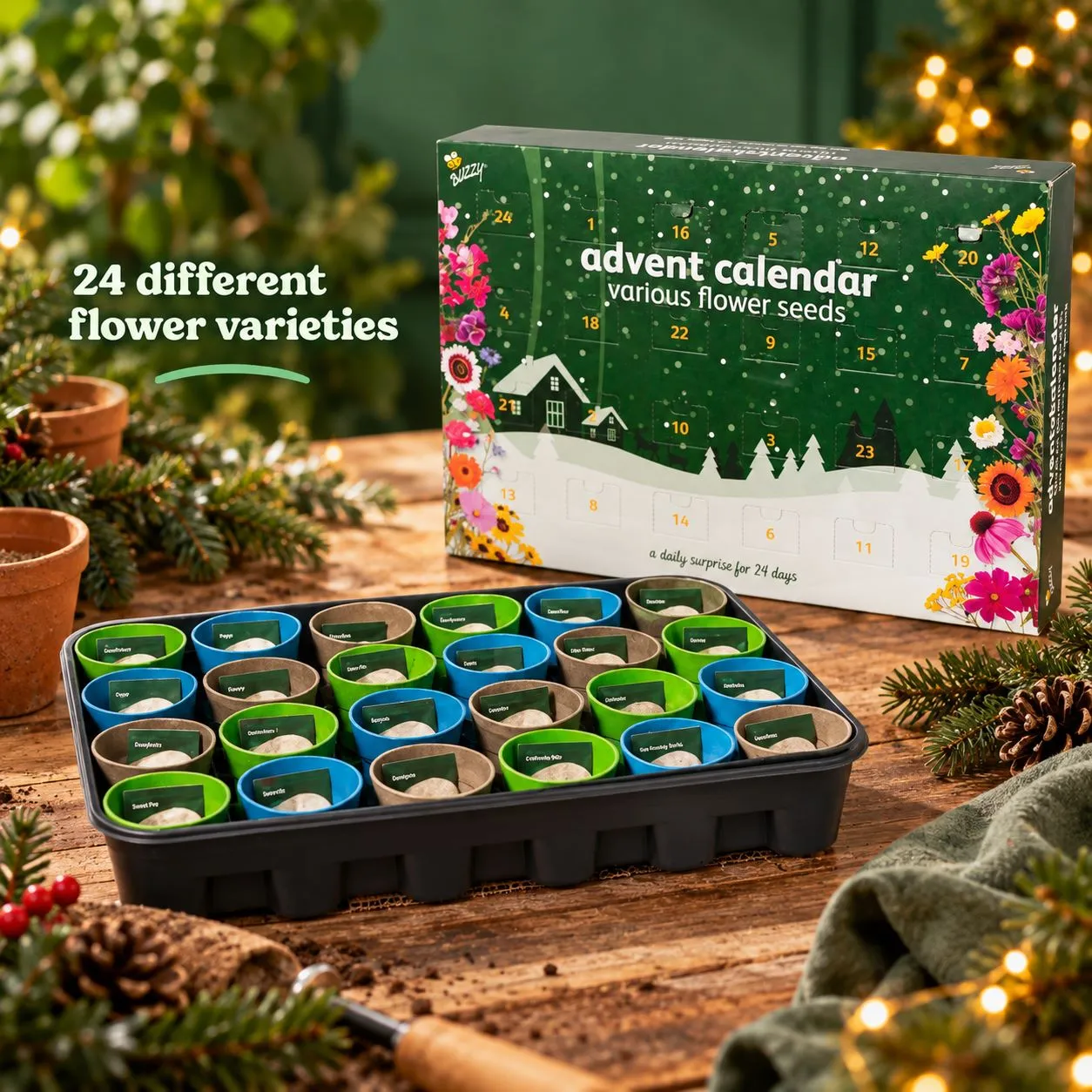 World Botanics Christmas in Bloom zaden adventskalender 24 vakjes