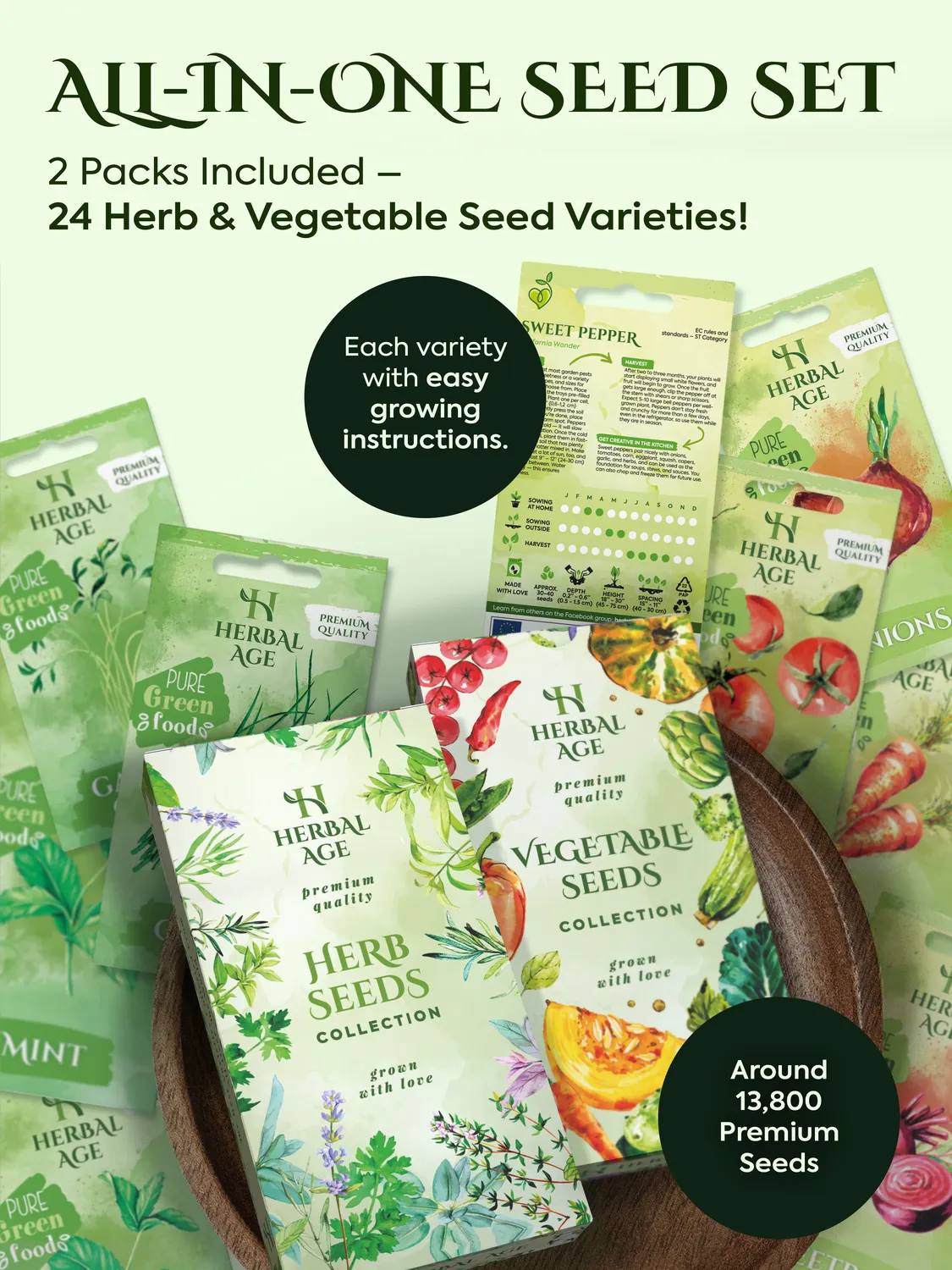 Herbal Age Deluxe 24 soorten groente kruiden zadenset cadeau