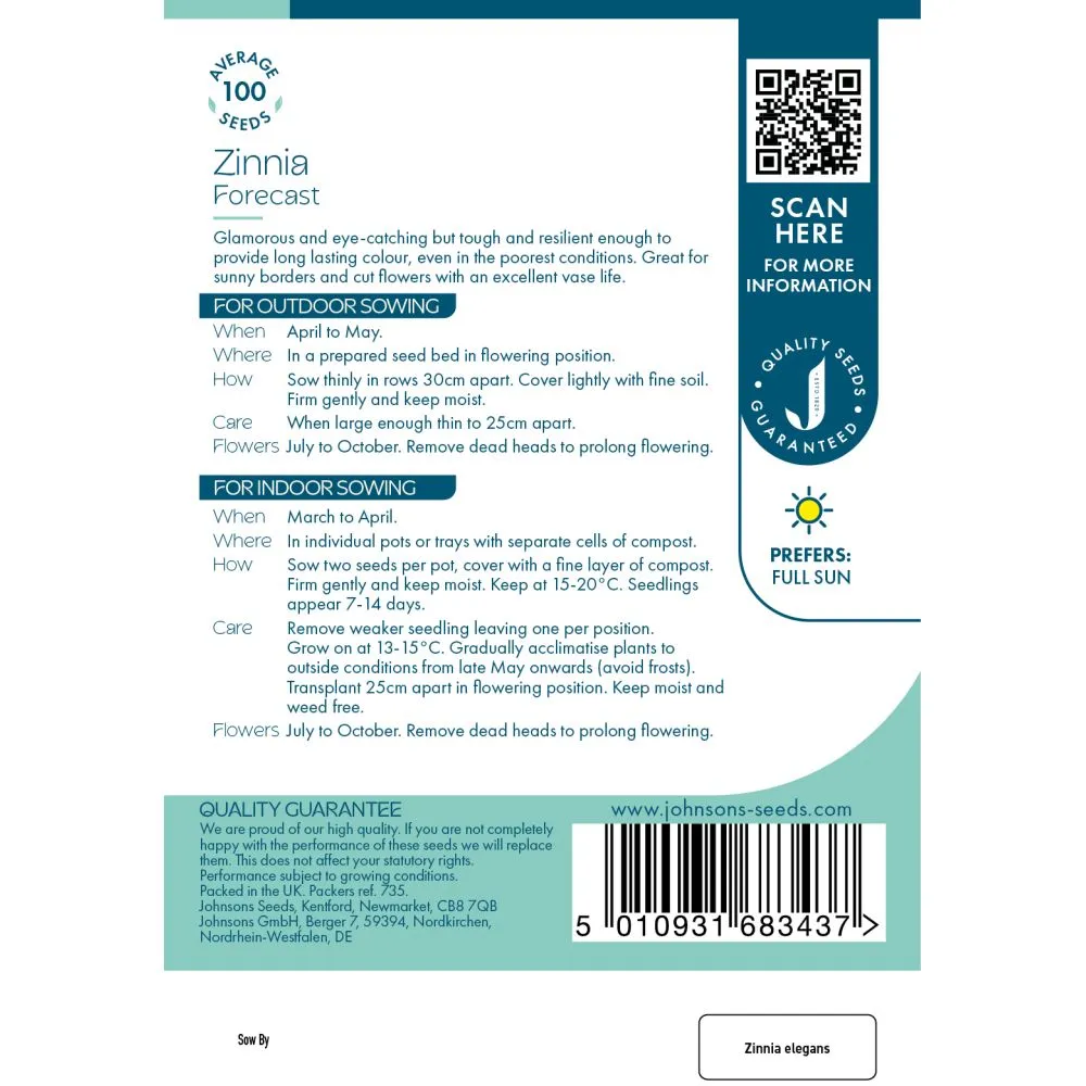 World Botanics Zinnia Forecast bloemzaden plukbloem