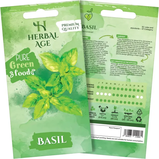 Herbal Age Premium Basilicum Basilicumzaden 325 Zaden Onbespoten