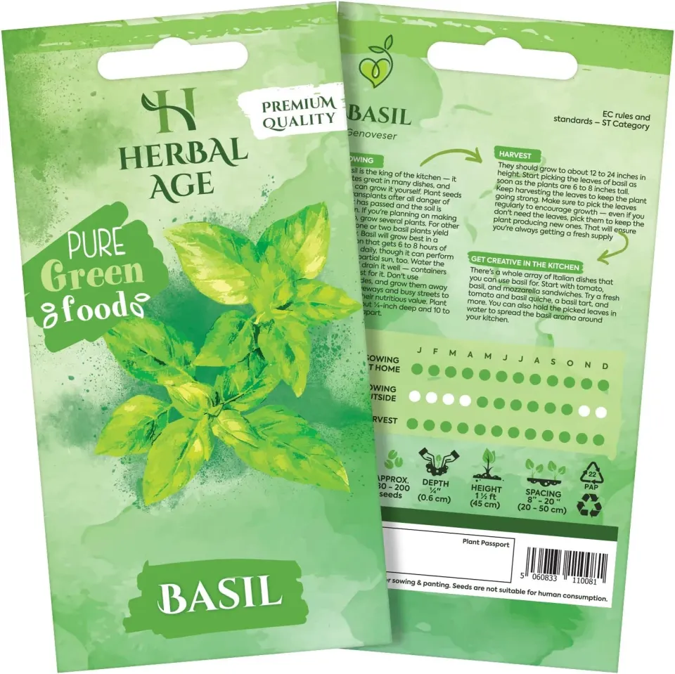 Herbal Age Premium Basilicum Basilicumzaden 325 Zaden Onbespoten