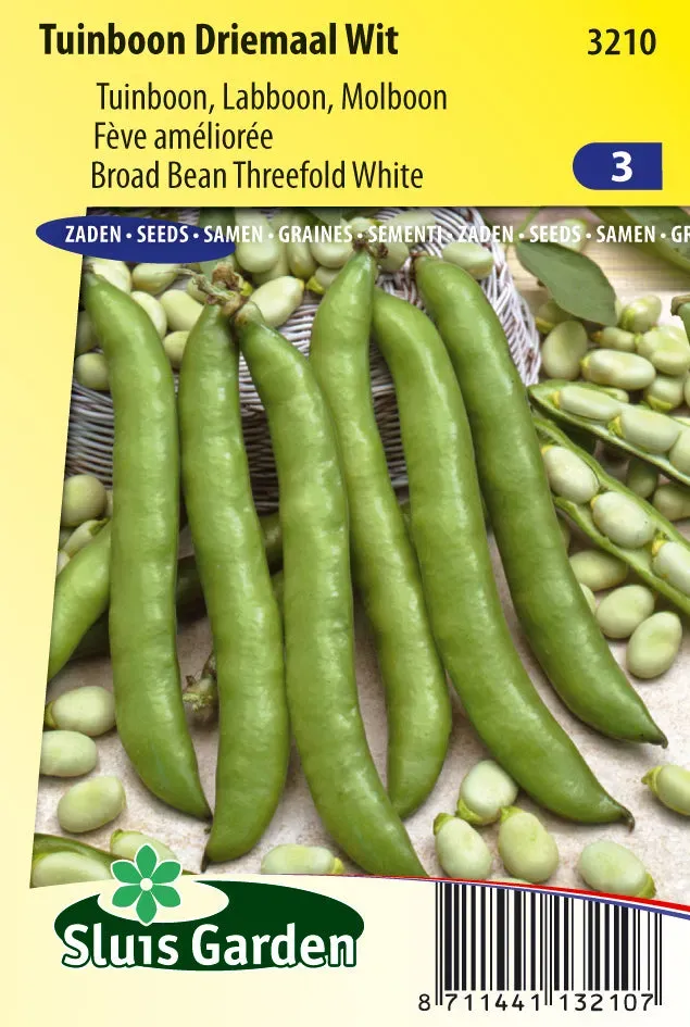 Sluis Garden Tuinboon Driemaal Wit 100g Zaden