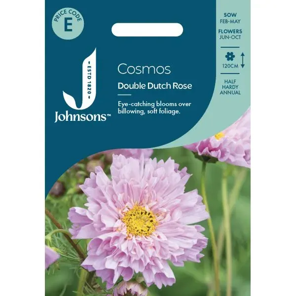 Johnsons Cosmos Double Dutch Rose bloemzaden dubbel roze