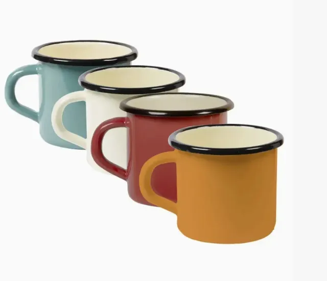 Natuur en Puur Emaille Mokken Set 4 Kleuren bekers