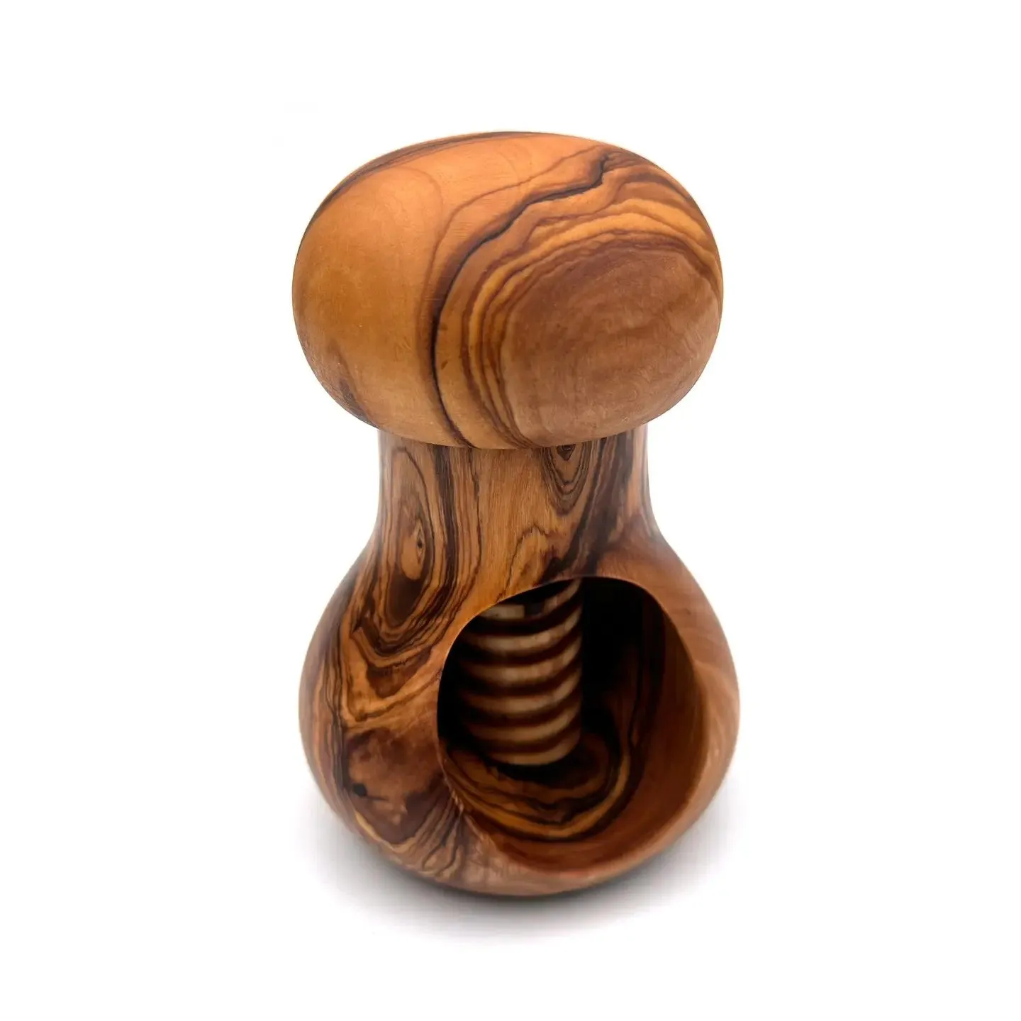 Natuur en Puur notenkraker olijfhout handgemaakt 7x6x11 cm