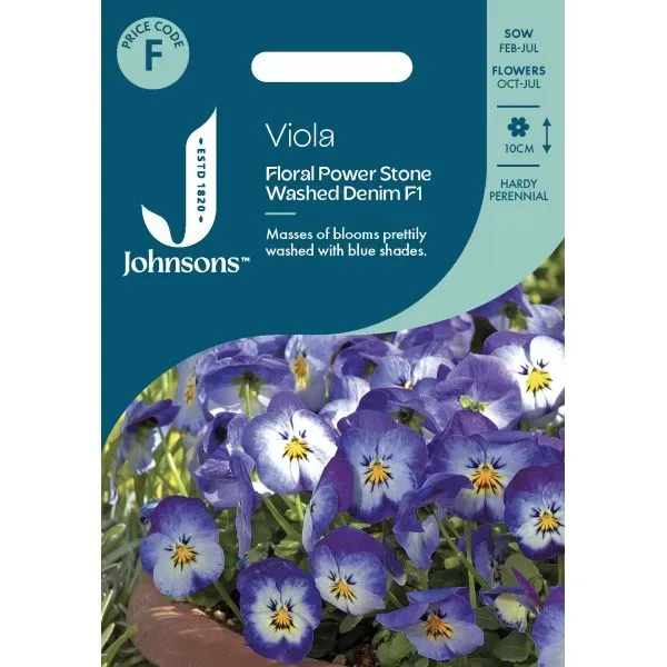 World Botanics Floral Power Stone Washed Denim F1 vioolzaden blauw