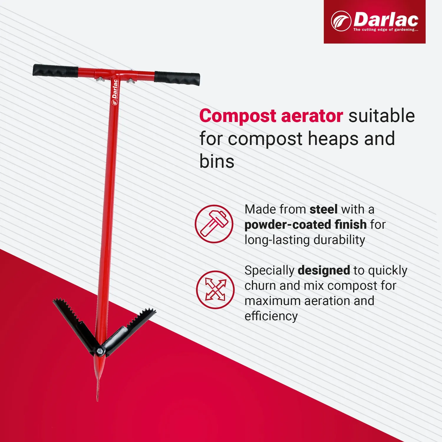 Darlac Compostbeluchter staal 78 cm T-greep