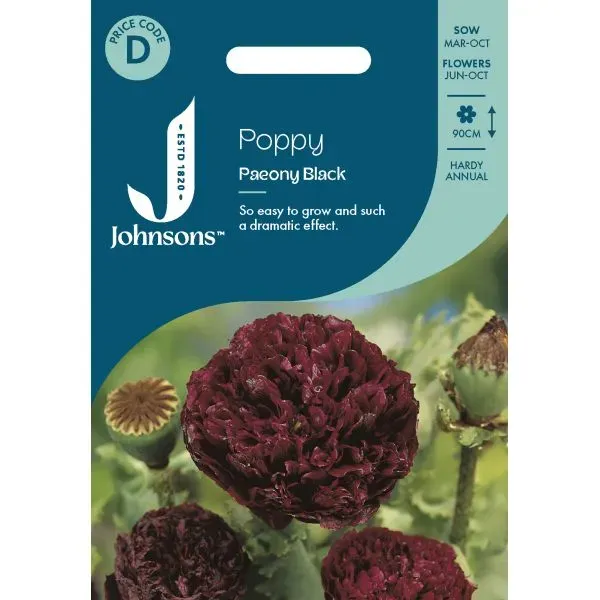 Johnsons Paeony Black papaverzaden dubbel zwart 75 cm