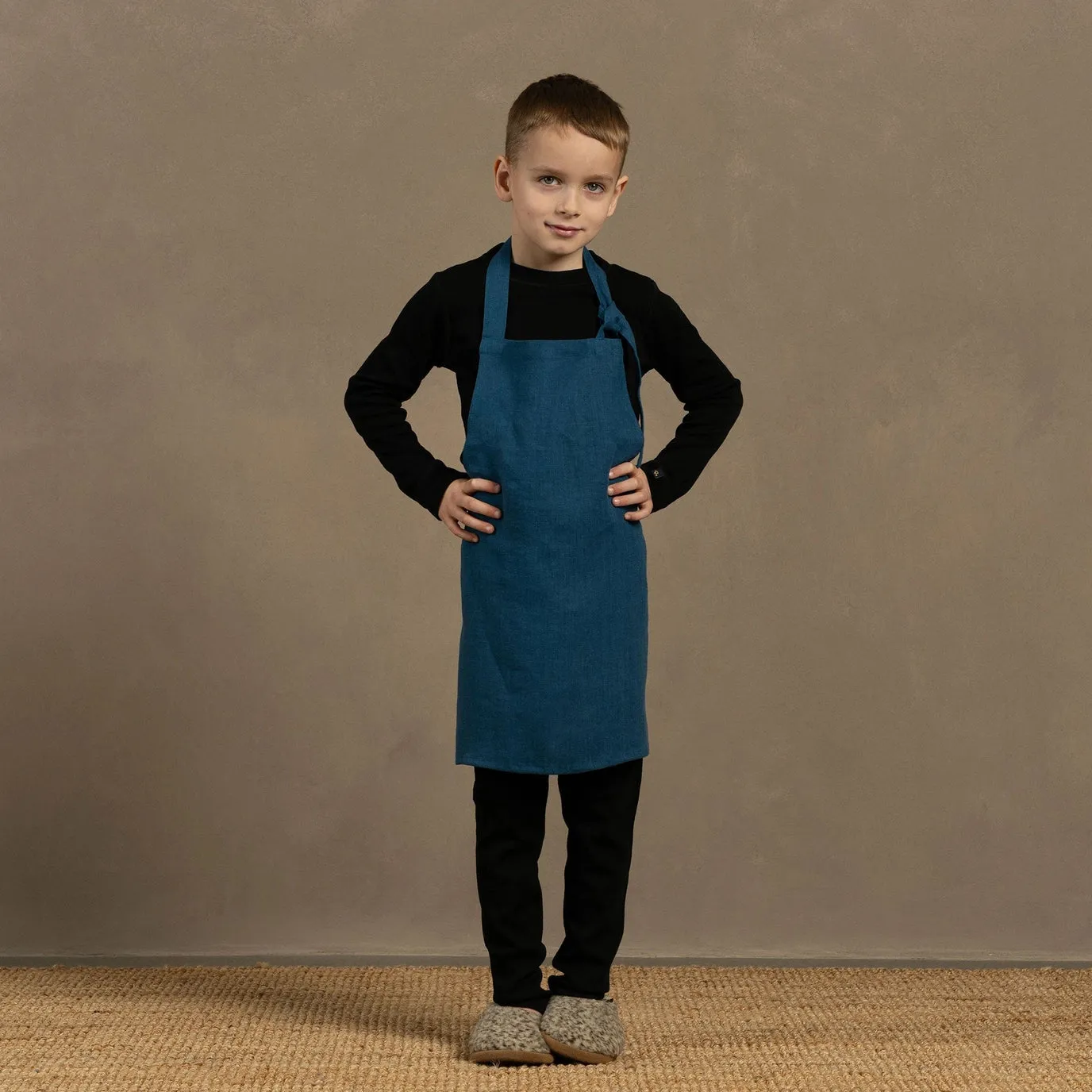 Menique Linnen Kinderschort Blauw 6-9 jaar