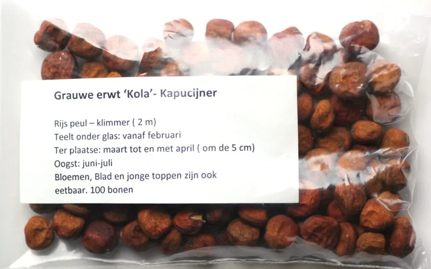 MergenMetz Kola Pisum sativum grauwe erwten zaden 50 stuks