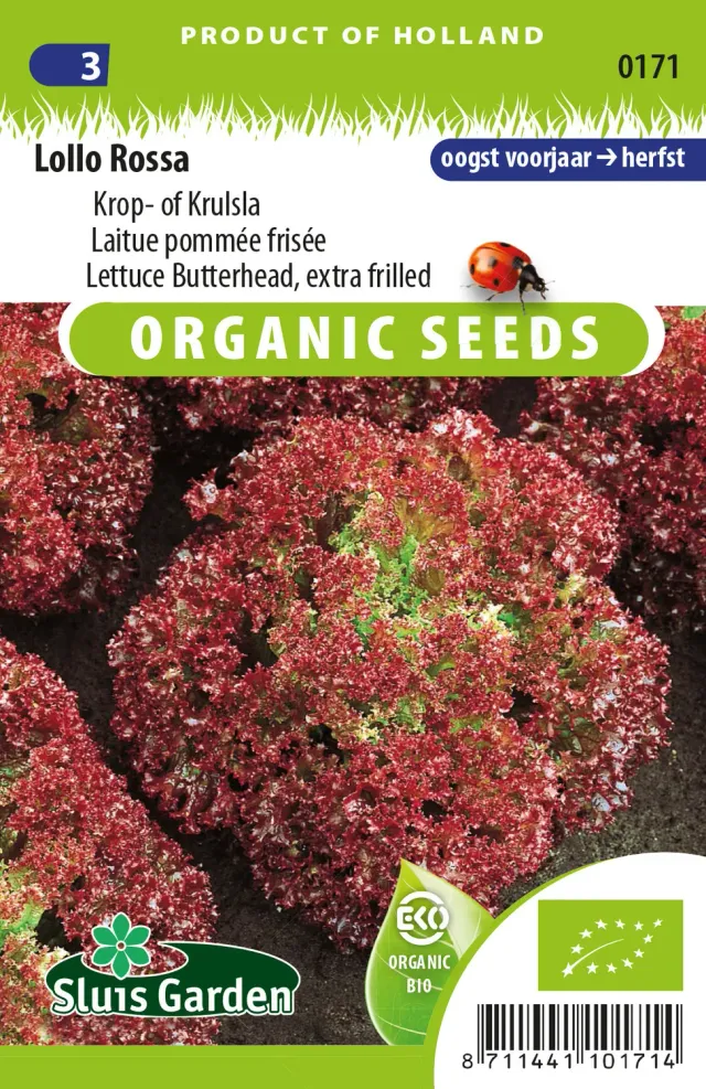 Natuur en Puur Lollo Rossa sla zaden BIO rode krulsla