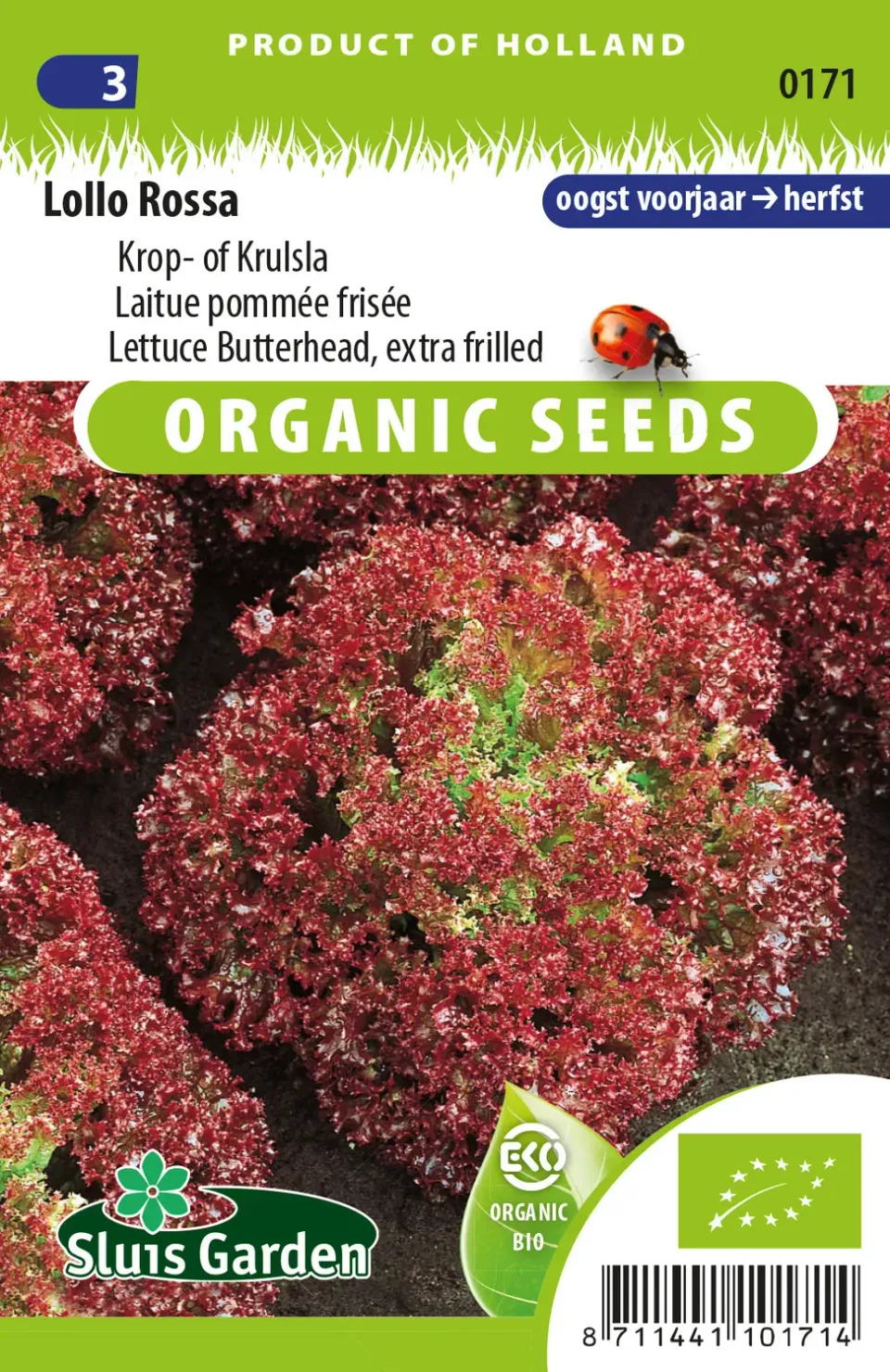 Natuur en Puur Lollo Rossa sla zaden BIO rode krulsla