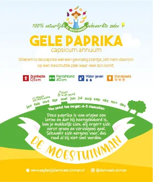 De Moestuinman Gele Paprika paprikazaden beschut