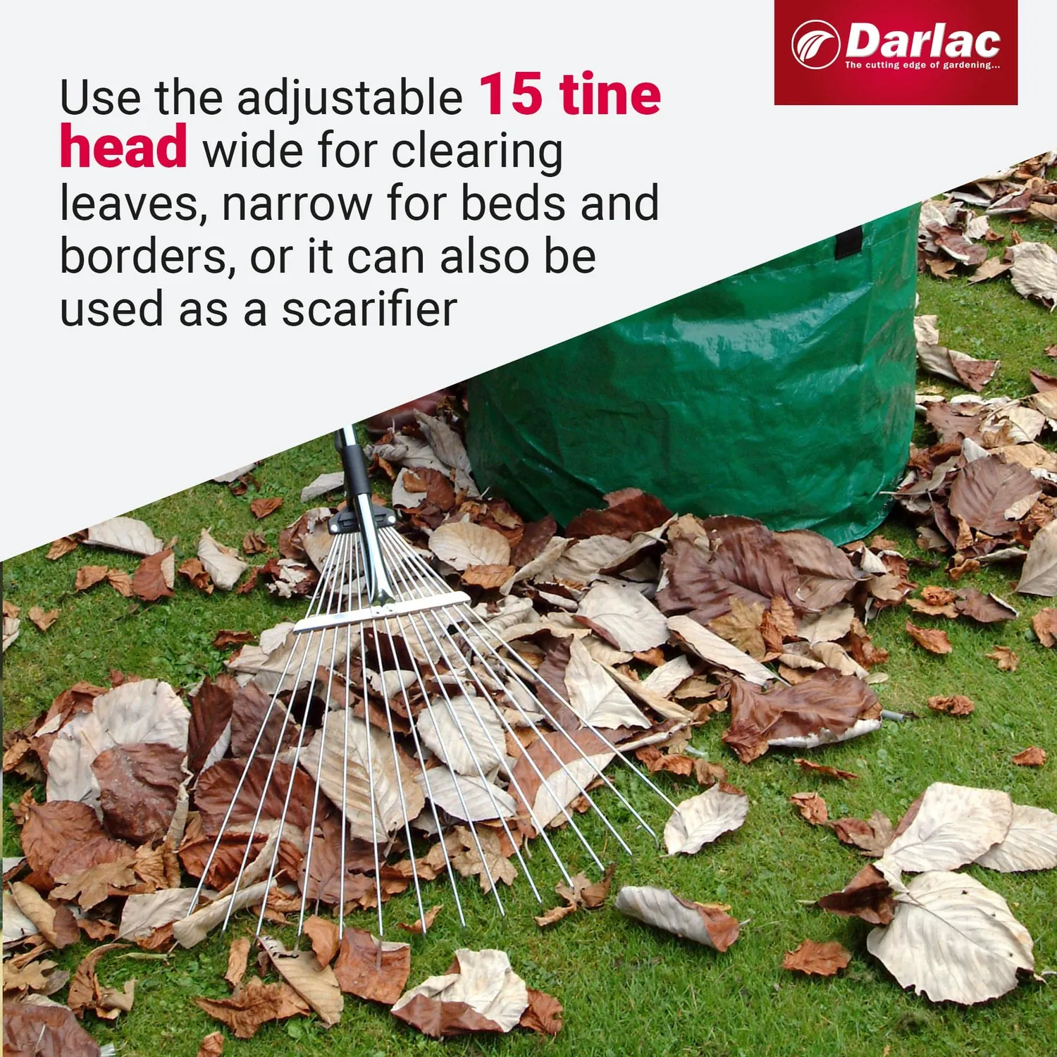 Darlac Expanding Telescopic Rake tuinhark 15 tanden