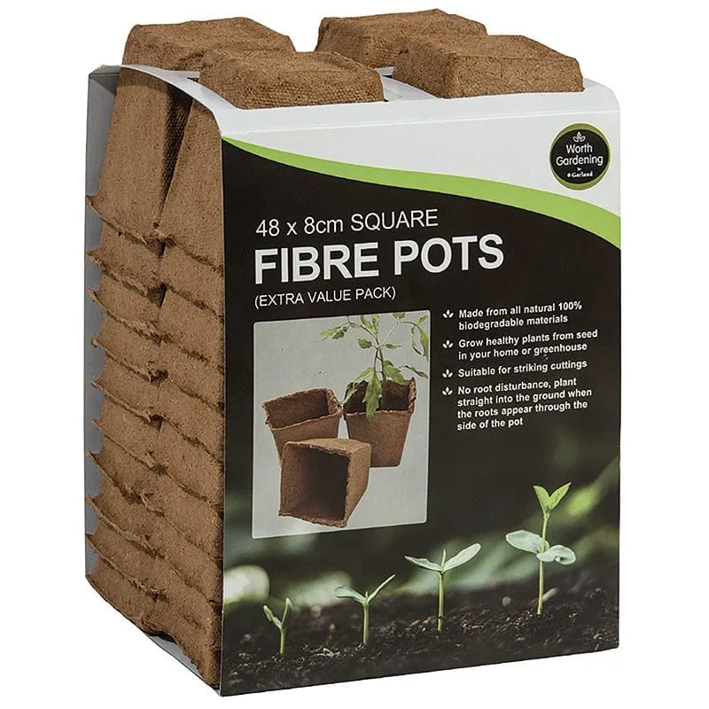 World Botanics Square Fibre Pots kweekpotten 48 x 8cm afbreekbaar
