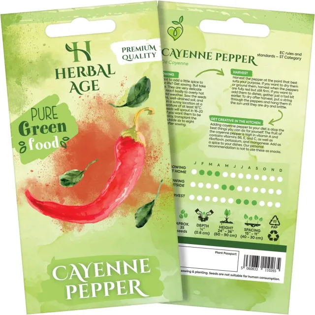 Herbal Age Premium Cayenne Peper Zaden ca. 30 Pittig