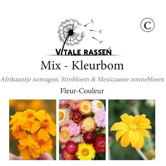 Vitale Rassen Kleurbom bloemenmix zaden onbespoten
