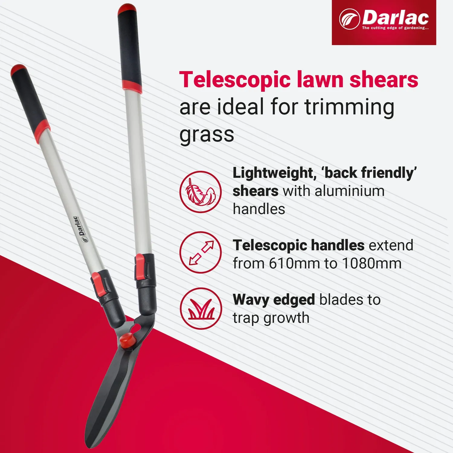 Darlac Telescopic grasschaar verstelbaar staal met coating
