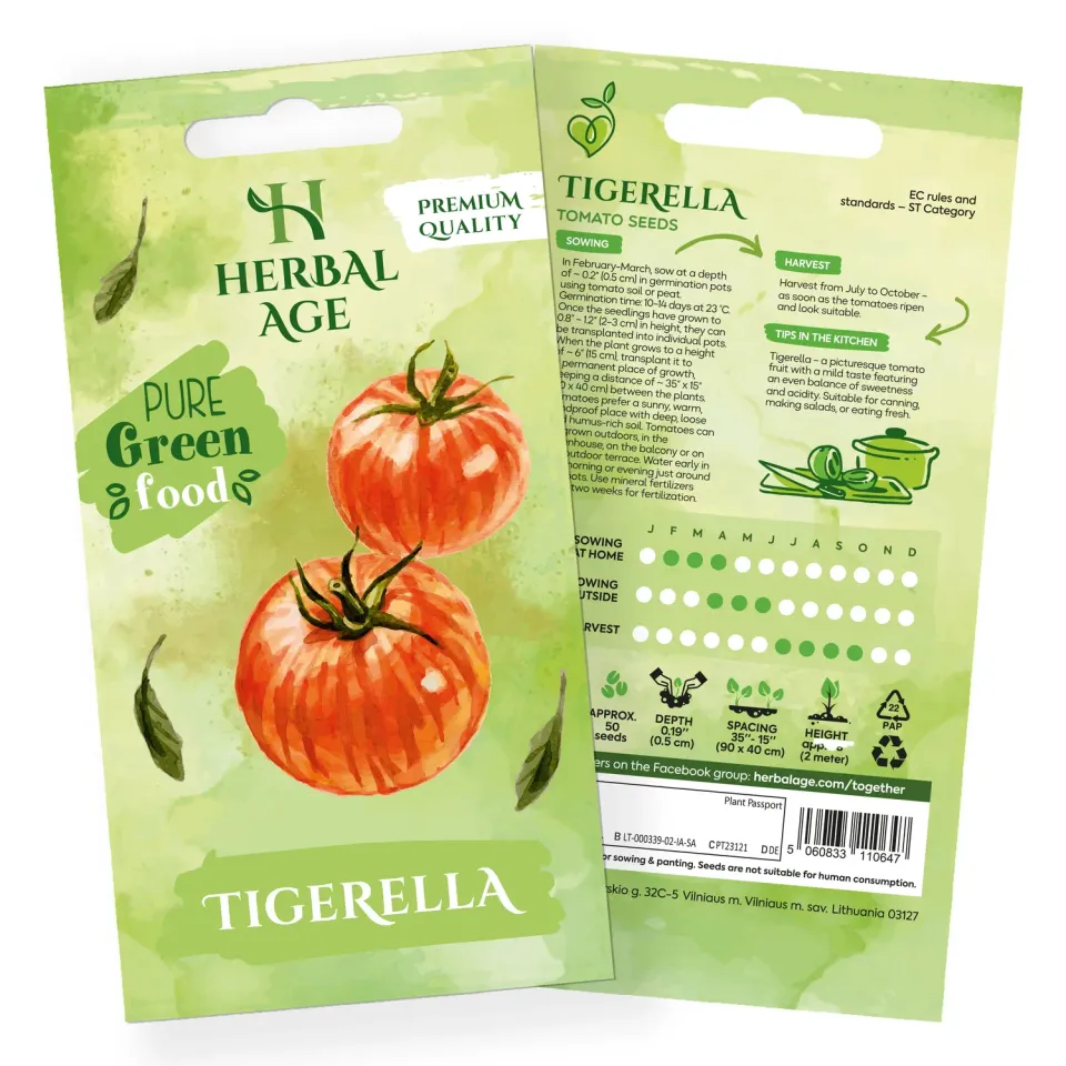 Herbal Age Premium Tigerella Tomaat zaden 50 zaden gestreept