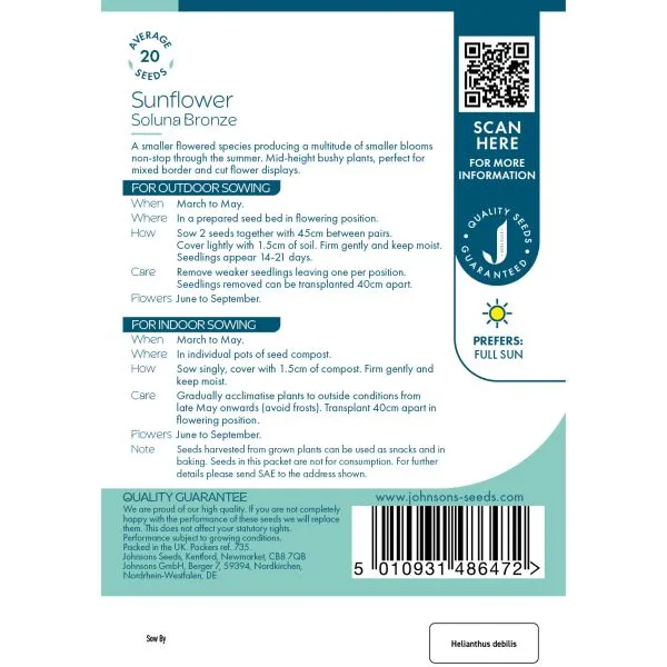 World Botanics Soluna Bronze zonnebloemzaden onbespoten