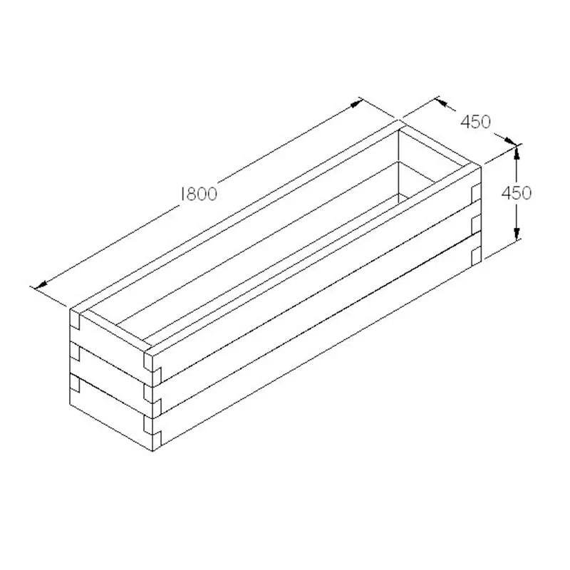 World Botanics Caledonian Trough houten plantenbak 180 cm geïmpregneerd
