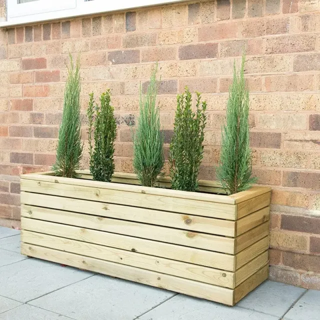 World Botanics Linear Long houten plantenbak 120 cm drukgeïmpregneerd