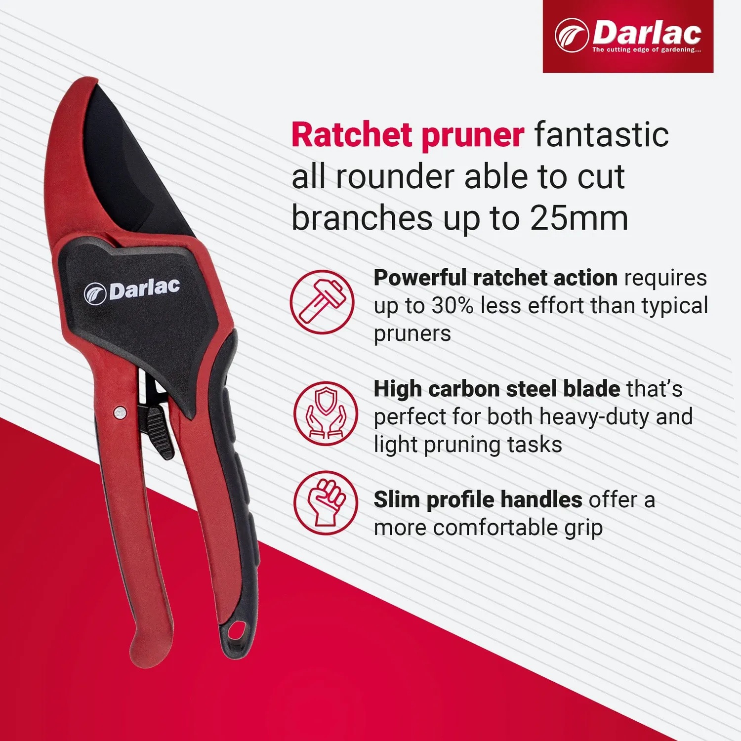 Darlac Classic Ratchet snoeischaar met ratel 25mm