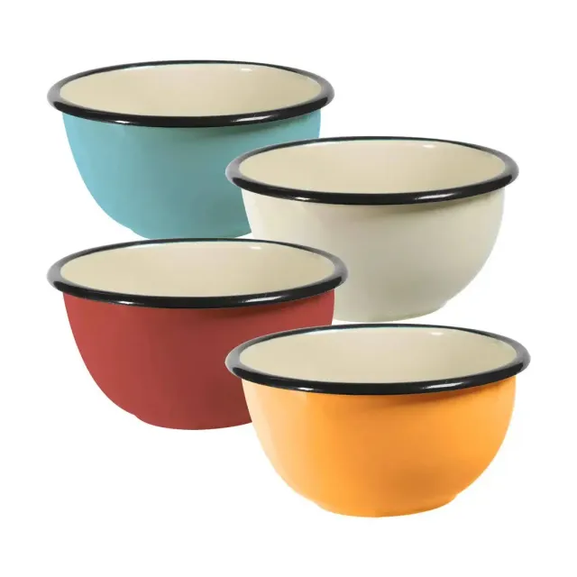 Natuur en Puur Emaille Kommen set 4 stuks gekleurd