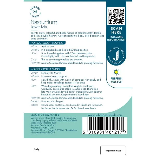Johnsons Jewel Mixed Oost-Indische kers zaden eetbaar