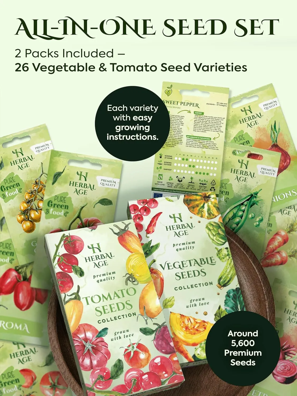Herbal Age Deluxe 26 Varieties zaden set 26 soorten 5600 zaden