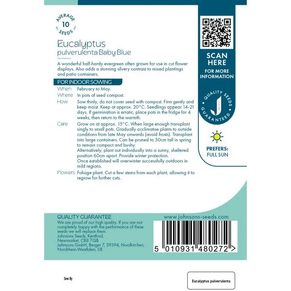 Johnsons Eucalyptus pulverulenta Baby Blue zaden zilverblad