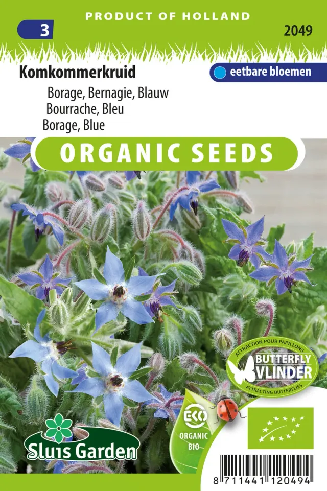 Sluis Garden komkommerkruid zaden BIO blauw eetbaar