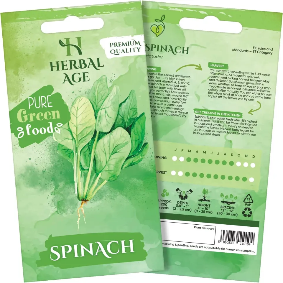 Herbal Age Premium Spinazie zaden 210 zaden snelgroeiend