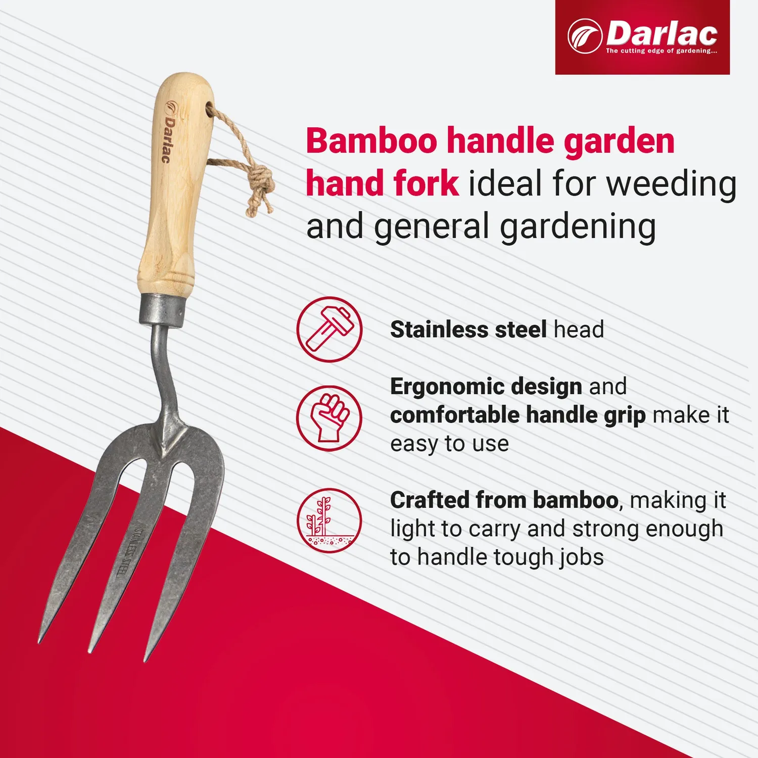 Darlac Bamboo Hand Fork handvork rvs 30,5 cm