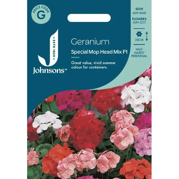 World Botanics Mop Head Mix F1 geranium zaden compact