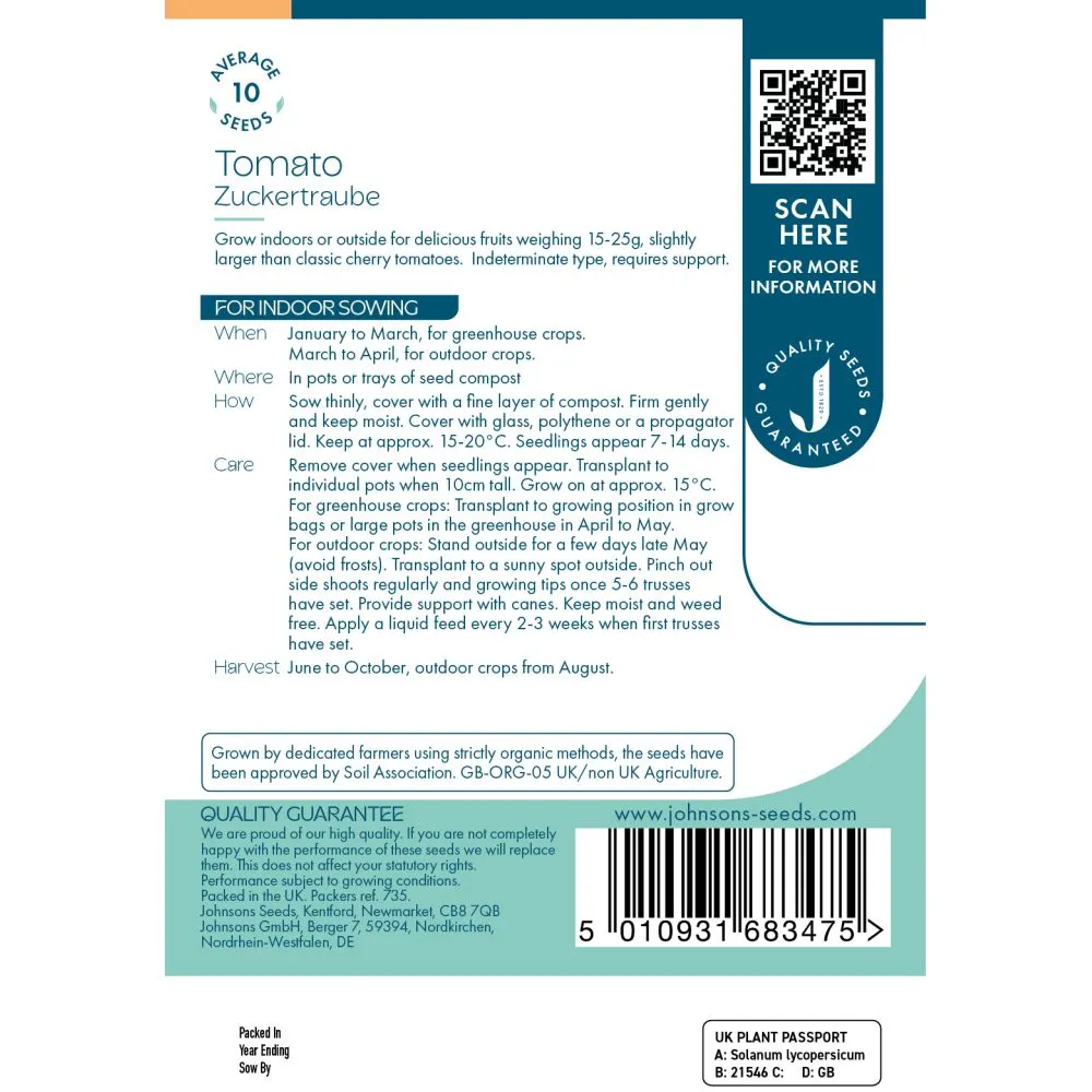 World Botanics Zuckertraube tomaten zaden biologisch