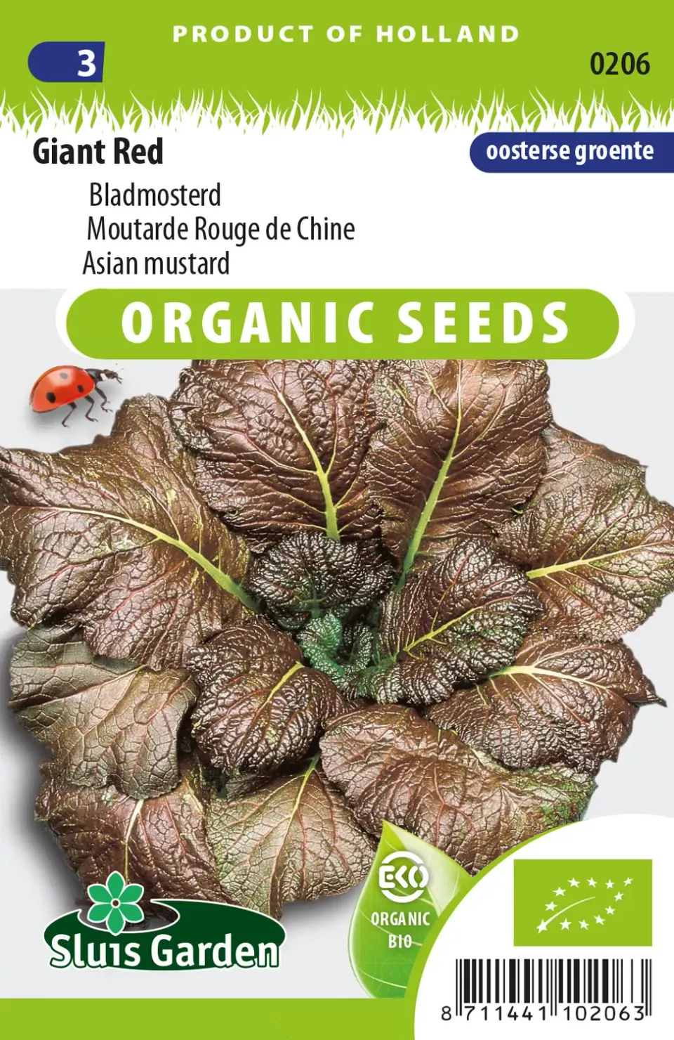 Sluis Garden Bladmosterd Giant Red BIO Zaden Pittig